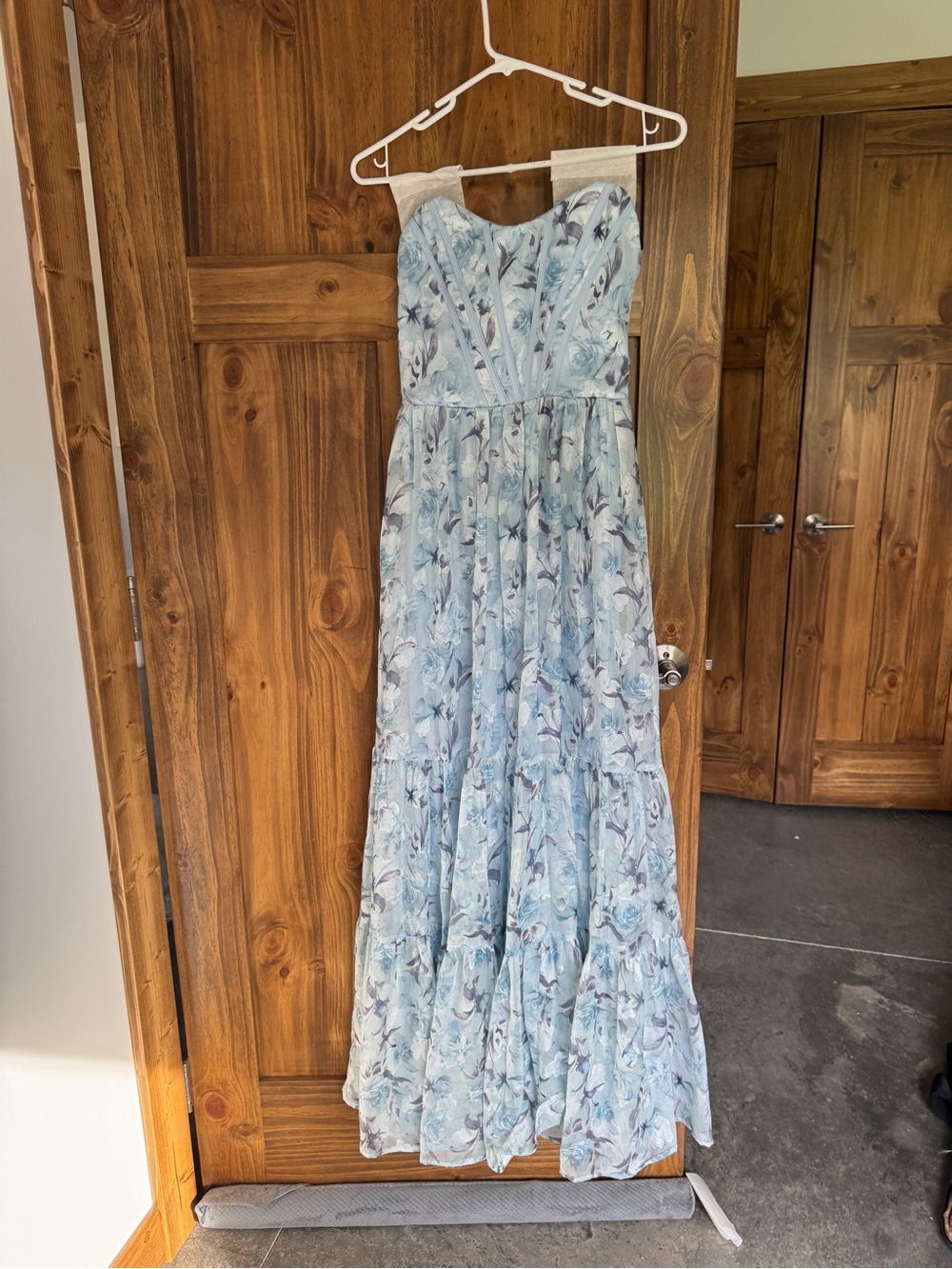 Lulu's Light Blue Floral Tiered Maxi Dress